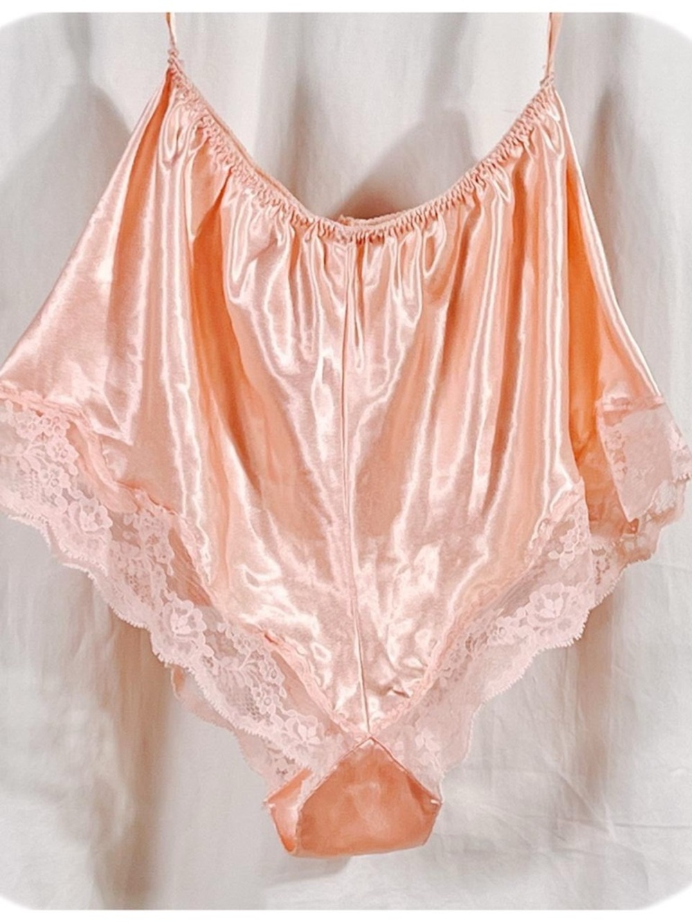 Vintage Silky Lace-Trim Ballet Pink Satin Tap Shorts